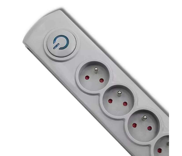 Qoltec Listwa antyprzepięciowa - 6 gniazd, 5m, szara - 1122547 - zdjęcie 2